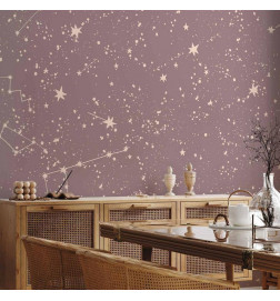 Foto tapete - Night Sky - Artistic Constellations and Stars in Pastel Shades