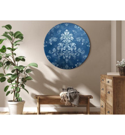 Quadro redondo - Retro Ornament: Decorative Motif in Worn Blues