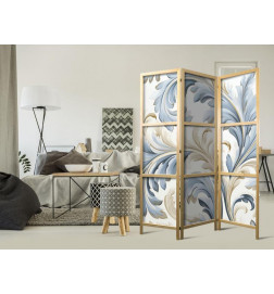 Japanischer Paravent - Baroque Ornaments in Light - Cream-Blue Colors