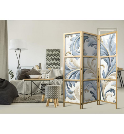 Japāņu aizslietnis - Baroque Ornaments in Light - Cream-Blue Colors