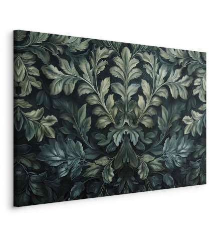 Glezna - Dark Green Victorian Leaves: Botanical Carved Composition