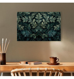 Cuadro - Dark Green Victorian Leaves: Botanical Carved Composition