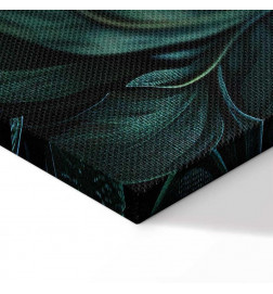 Schilderij - Dark Green Victorian Leaves: Botanical Carved Composition