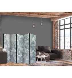 Paravento - Ornaments in Rubbed Faded Turquoise - Delicate Floral Pattern