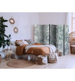 Biombo - Ornaments in Rubbed Faded Turquoise - Delicate Floral Pattern