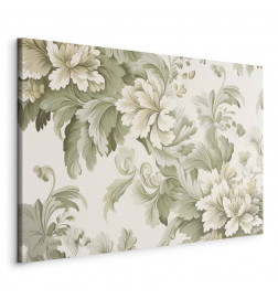 Schilderij - Retro Vintage Flowers in Delicate Cream and Green Colors