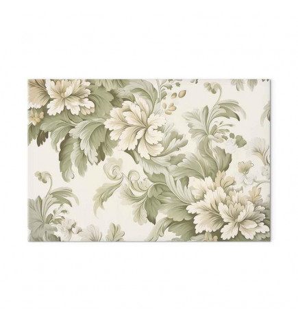 Cuadro - Retro Vintage Flowers in Delicate Cream and Green Colors