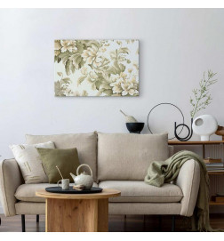 Tablou - Retro Vintage Flowers in Delicate Cream and Green Colors