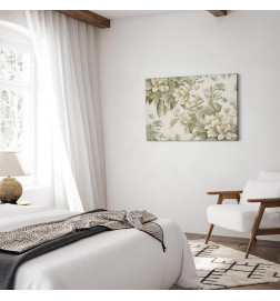 Quadro - Retro Vintage Flowers in Delicate Cream and Green Colors