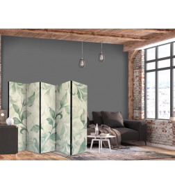 Pertvara - Watercolor Botanical Motif - Delicate Green-Beige Leaves