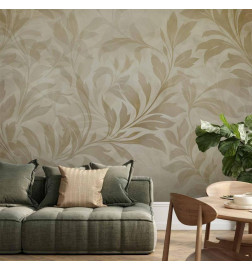 Fototapetas - Botanical Motif with Leaves and Vines in Sand Colors