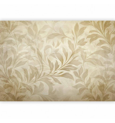 Fotobehang - Botanical Motif with Leaves and Vines in Sand Colors