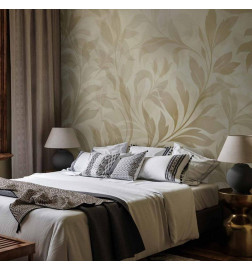 Fototapete - Botanical Motif with Leaves and Vines in Sand Colors