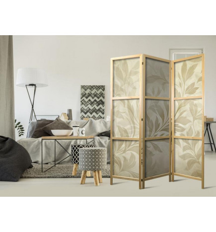Japans kamerscherm - Botanical Motif with Leaves and Vines in Sandy Colors