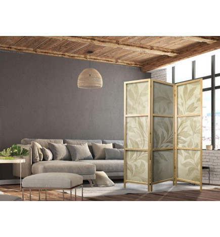 Paravan japonez - Botanical Motif with Leaves and Vines in Sandy Colors