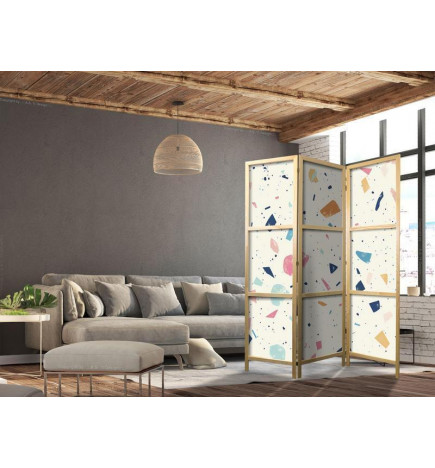 Japonska pregrada - Terrazzo with Multicolored - Large Elements - Cheerful Pattern on a Light Background
