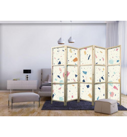 Biombo japonés - Terrazzo with Multicolored - Large Elements - Cheerful Pattern on a Light Background