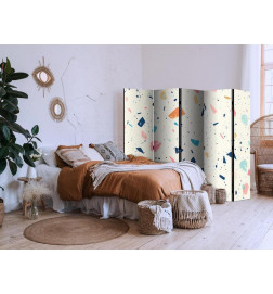 Vouwscherm - Terrazzo with Multicolored - Large Elements - Cheerful Pattern on a Light Background