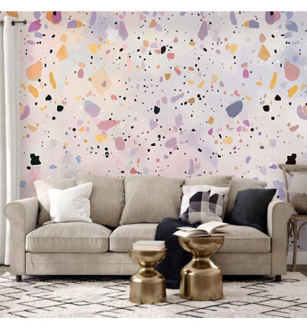 Wall Mural - Terrazzo in Confetti Style Violet-Pink Colorful Pattern