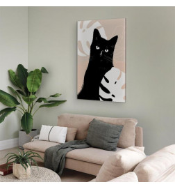 Canvas Print - Cat in Monsteras (1 Part) Vertical
