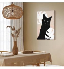 Tablou - Cat in Monsteras (1 Part) Vertical