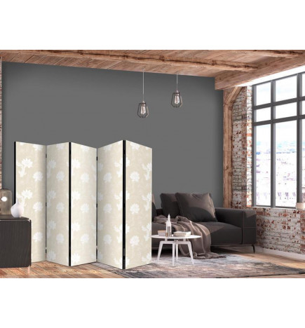 Room Divider - Fish and Water Lilies - Bright Oriental Fish Swimming Among Water Flowers on a Delicate Sand-Beige Backgr