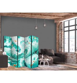 Pertvara - Koi Fish Among Waves - Japanese Fish Amid Waves in Shades of Turquoise And White