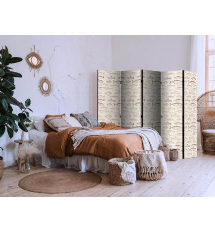 Sirm - Fish in Beige Tones - Various Species of Fish in Beige-Brown Colors Presented in Vintage Style on a Light Backgro