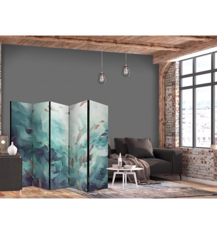 Biombo - Three Schools of Fish - Fish in Muted Colors Swimming in Groups in Oceanic Depths