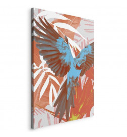 Slika - Exotic Wings - Parrot Among Abstract Leaf Patterns