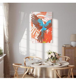 Quadro - Exotic Wings - Parrot Among Abstract Leaf Patterns
