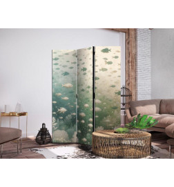 Vouwscherm - Fish and Diverse Vegetation - A Group of Fish in Pastel Muted Colors Among Oceanic Vegetation