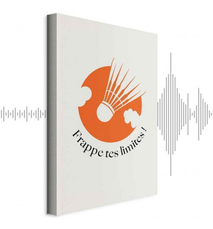 Cuadro - Badminton Shuttlecock on an Orange Circle Background