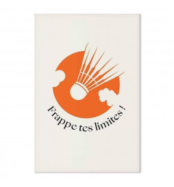 Schilderij - Badminton Shuttlecock on an Orange Circle Background