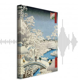 Paveikslas - Utagawa Hiroshige – Drum bridge and Setting Sun Hill at Meguro