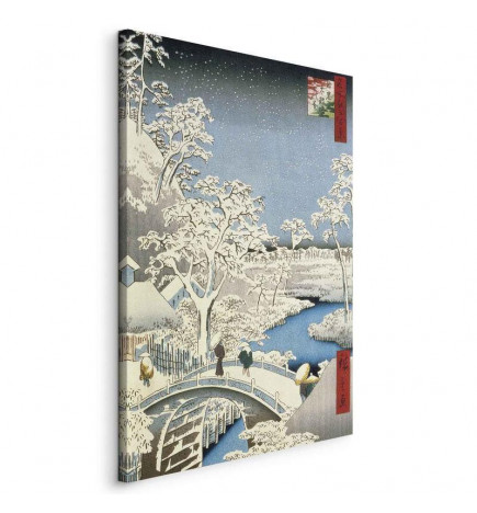Schilderij - Utagawa Hiroshige – Drum bridge and Setting Sun Hill at Meguro