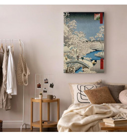 Quadro - Utagawa Hiroshige – Drum bridge and Setting Sun Hill at Meguro