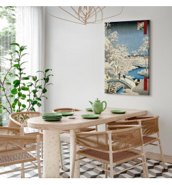 Quadro - Utagawa Hiroshige – Drum bridge and Setting Sun Hill at Meguro