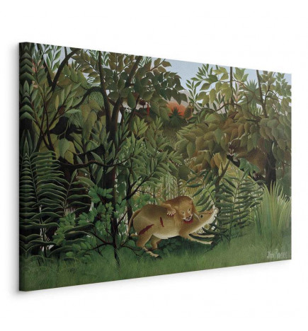 Quadro - Henri Rousseau – Le Lion ayant faim se jette sur lAntilope