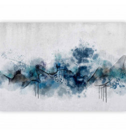 Fototapete - Abstract wave - minimalist composition with blue pattern