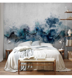 Fototapet - Abstract wave - minimalist composition with blue pattern