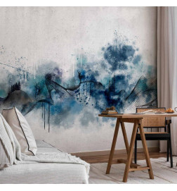 Fototapete - Abstract wave - minimalist composition with blue pattern