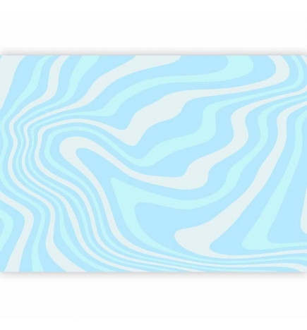 Fotobehang - Composition in Blues and Whites - Harmonious Abstract Waves in a Cool Color Tone