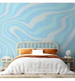 Wall Mural - Composition in Blues and Whites - Harmonious Abstract Waves in a Cool Color Tone