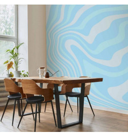 Wall Mural - Composition in Blues and Whites - Harmonious Abstract Waves in a Cool Color Tone
