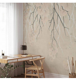 Fototapeet - Abstract falling leaves - subtle nature motif with branches