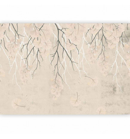 Fotobehang - Abstract falling leaves - subtle nature motif with branches