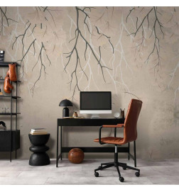 Fotobehang - Abstract falling leaves - subtle nature motif with branches