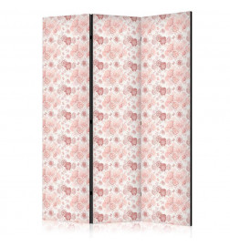 Biombo - Pink Blossoming - Flowers in Warm Colors on a White Background
