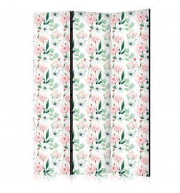 Aizslietnis - Peonies - Pink and White Flowers and Green Leaves on a White Background